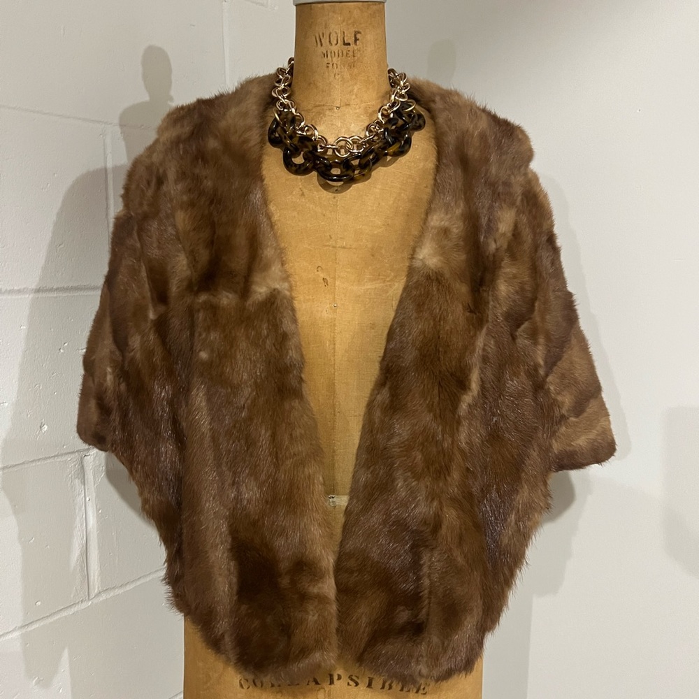 Vintage Mink Fur Stole, Wrap, Cape, Shawl - Mob Wife or Bride